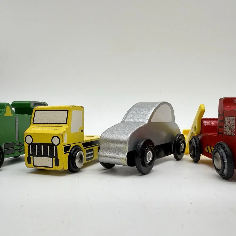 Mixed Lot Of‎ Wooden Cars Some Magnetic And Mixed Brands Lot Taxi